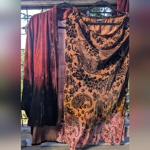 Bohemian Velvet Shawl and Scarf Set
